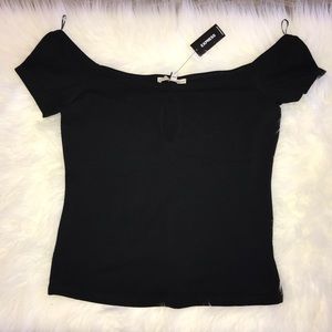 Express Black Off the Shoulder Top